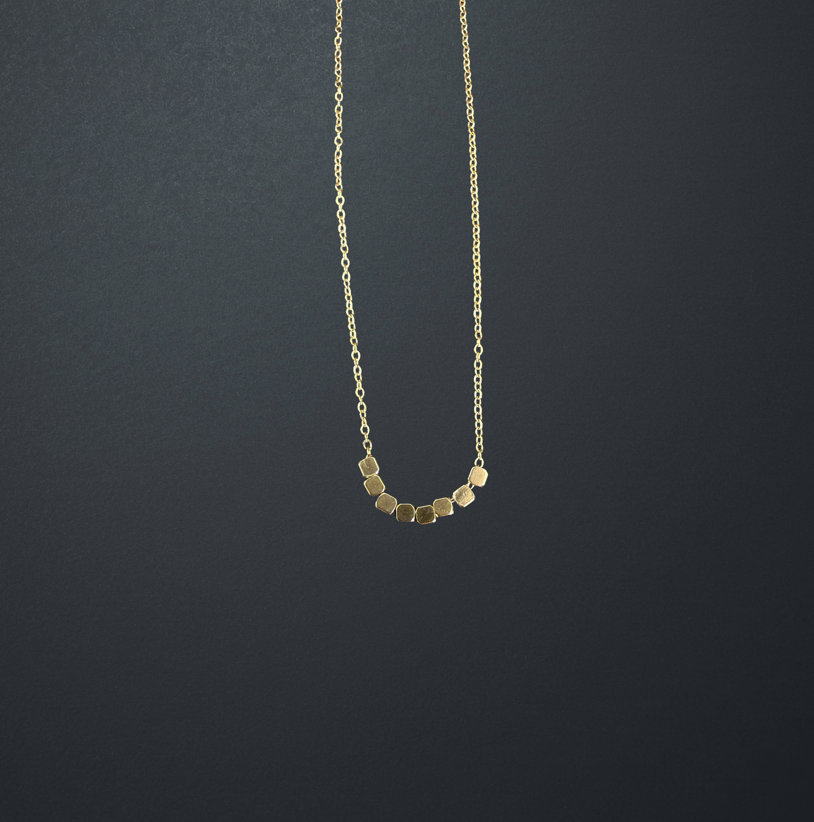 Gold Stainless Steel Cube Bead Necklace image 2