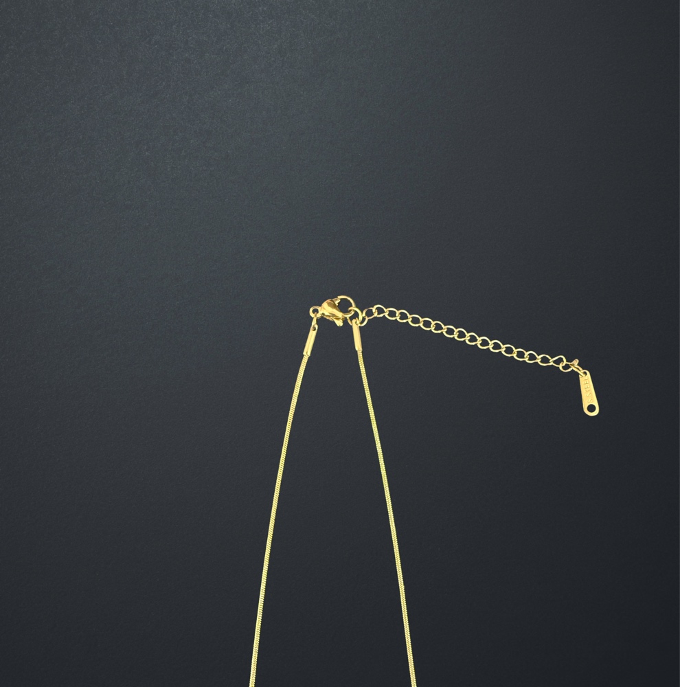 Gold Stainless Steel Heart Necklace with Black Stone image 2