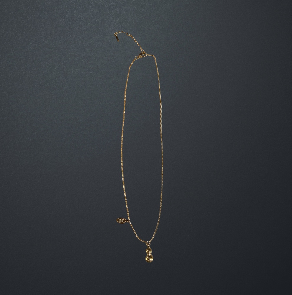Gold Stainless Steel Lucky "Wulu" Gourd Necklace